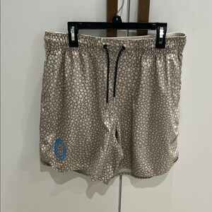 Patterned Beige and Blue Shorts